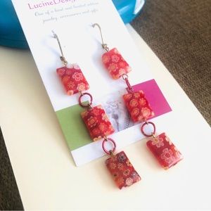 Red long boho earrings, new boutique jewelry